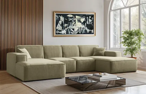 Kaiser Möbel Ecksofa U-Form Siena mit Stoff Maloy Olive in grün von Kaiser Möbel