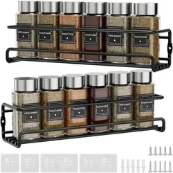 Priksia Gewürzregal Wand 2er Set - Selbstklebender Gewürz Organizer aus Metall - Priksia Gewürzregal - Platzsparende Organisation Ihrer Gewürze. Einfache Montage ohne Bohren, stabil und rostbeständig. Ideal für jede Oberfläche, hält Ihre Küche ordentlich und aufgeräumt.
