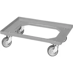 Transportroller für Kisten 60 x 40 cm mit 4 Lenkrollen in grau - Robuster Transportroller mit 4 gummierten Lenkrollen für einfaches Manövrieren. Ideal für Werkstätten und Lagerhallen, unterstützt den sicheren Transport von Kunststoffkisten.