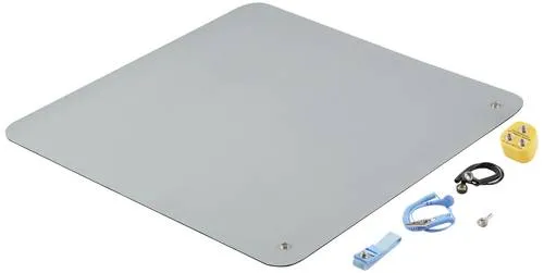 TRU COMPONENTS TC-12356316 ESD-Matten-Set - ESD-Matten-Set in Grau für sicheren Schutz bei elektronischen Arbeiten, ideal für Werkstätten und Labore, Maße: 550 x 550 x 2 mm.