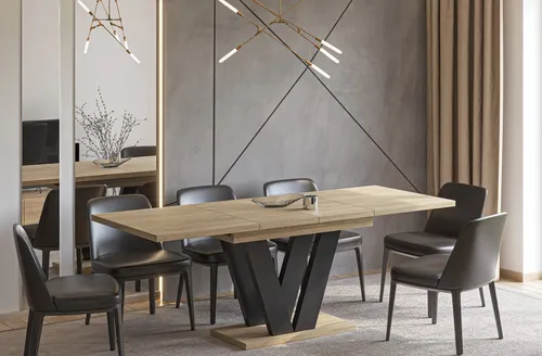 Endo-Möbel Esstisch Lara 130–210 cm ausziehbar für 8 Personen - Der Esstisch Lara vereint modernes Design mit Funktionalität. Ausziehbar von 130 cm auf 210 cm, ideal für gesellige Runden. Robustes, matt schwarzes Gestell und hochwertige Materialien sorgen für Stabilität und Eleganz.