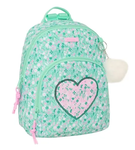 safta Cuore Mini-Rucksack für den täglichen Gebrauch, ideal für Kinder verschiedener Altersgruppen, bequem und vielseitig, Qualität und Widerstandsfähigkeit, 25 x 13 x 30 cm, Minzgrün, M, Casual