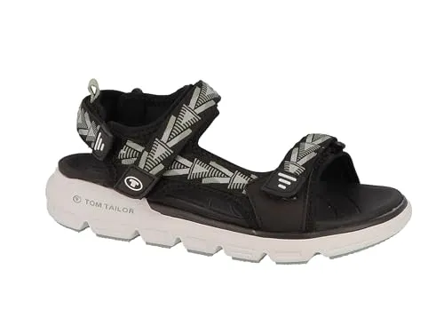 Tom Tailor Damen Sandale 5394603 - Black-sage, 39 EU - Wanderschuhe für Damen mit schickem Design, ideal für warme Tage und leichte Wanderungen, aus hochwertigem PU für hohen Tragekomfort.
