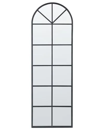Wandspiegel Brouage mit Rahmen in Schwarz - Fensteroptik 40 x 120 cm - Dekorativer Wandspiegel in halbrunder Fensteroptik mit robustem Metallrahmen, ideal für stilvolle Wohnräume. Einfache Montage dank praktischer Aufhängung.