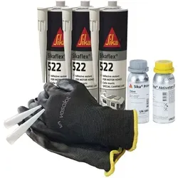 Sika Sikaflex 522 Stp Kleber - Wohnwagen Dichtmasse Mit Primer 210 + Aktivator 205 - Ideal Zum Abdichten Von Buntmetallen, 3x 300ml Weiß Mit 5 Düsenspitzen + Aktivator Und Primer