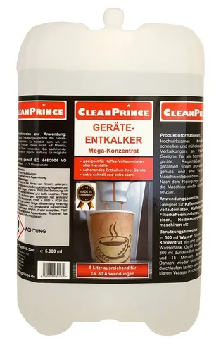 CleanPrince Geräte-Entkalker Entkalker flüssig für Kaffeevollautomat Flüssigentkalker (Konzentrat für große Reichweite)
