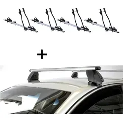 4x Fahrradträger SAGITTAR + Dachträger K1 PRO Aluminium für Fiat 500 L Trekking
