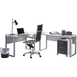 Winkelschreibtisch TABOR inkl. Rollcontainer in grau von BMG Möbel