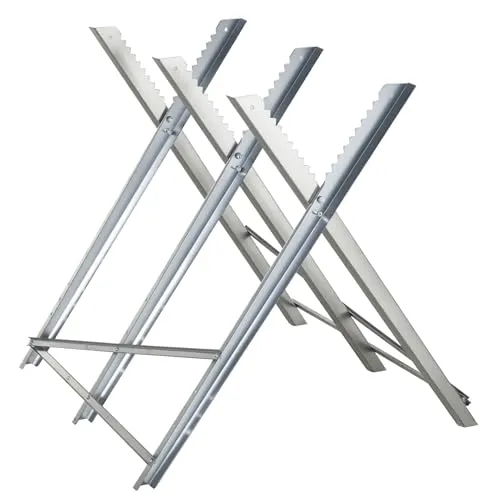 DURHAND Kettensägebock - Zusammenklappbares Sägegestell für Brennholz - Stabiler Sägebock aus Metall mit hoher Belastbarkeit bis 100kg, ideal für sicheres Arbeiten beim Holzsägen und platzsparend faltbar.