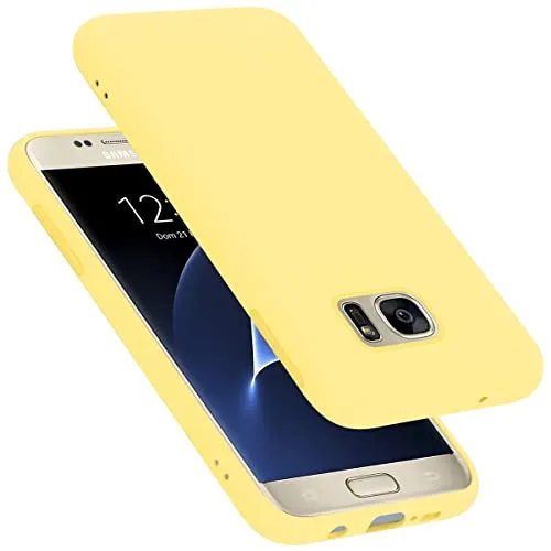 Cadorabo Hülle kompatibel mit Samsung Galaxy S7 Hülle Silikon Handyhülle für Galaxy S7 Case aus flüssigem Silikon- Kratzfeste und stoßfeste dünne TPU Schutzhülle - Liquid GELB