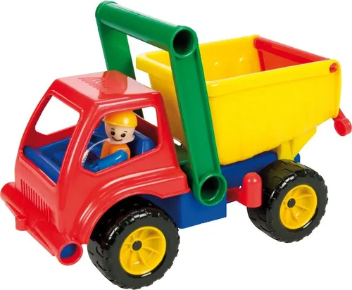 Lena Aktive Kipper mit Figur, 27 cm - Robuster Kipper von Lena für drinnen und draußen, inklusive beweglicher Fahrerfigur. Ideal für kleine Bauabenteuer, mit verriegelbarer Kippmulde und öffnender Kabine. Für Kinder ab 2 Jahren.