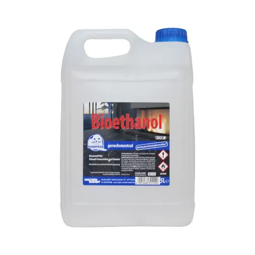 ROBBYROB Bioethanol 5L - Geruchsneutraler Brennstoff für Feuerstellen - Aschesauger und vielseitiger Brennstoff für Kamine, Fondue und Camping-Kocher, ideal für ein sauberes und angenehmes Ambiente.