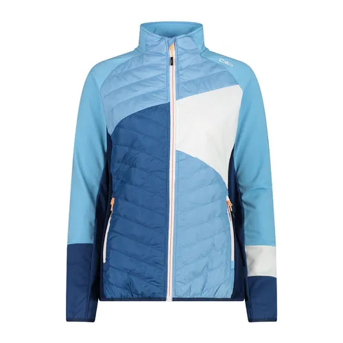 CMP Damen Hybridjacke Blau Größe 38 - Funktionsjacken mit Feel Warm Flat Technologie - wärmeisolierend und atmungsaktiv, ideal für kalte und nasse Witterung, maximale Bewegungsfreiheit bei Aktivitäten.