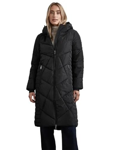 STREET ONE Damen A201970 Lange Teflon-Jacke, Black, 36 - Funktionsjacke für Damen mit Steppmuster, wasser- und schmutzabweisend, ideal für kalte Tage und aktive Freizeit.
