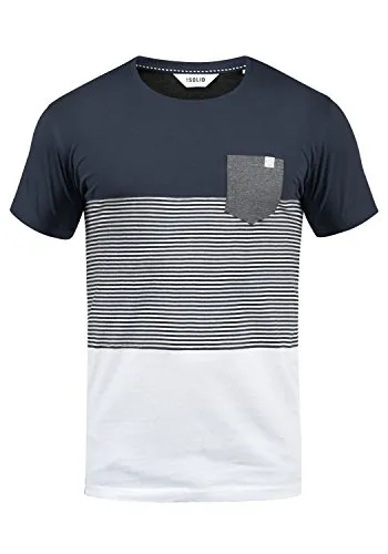 !Solid SDMalte Herren T-Shirt Kurzarm Shirt mit Streifen Rundhals-Ausschnitt Baumwollmischung Regular fit, Größe:L, Farbe:Insignia Blue (1991)