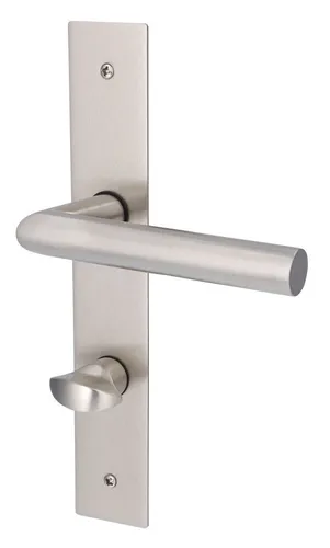 Alpertec WC-Langschildgarnitur Piatto Edelstahl silber eckig - Zimmertürgarnituren-Set aus hochwertigem Edelstahl, ideal für moderne Badezimmer mit eckigem Design und langlebiger Qualität.