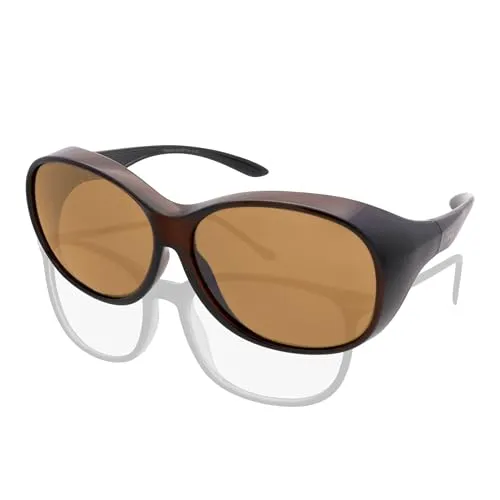 ActiveSol Überziehsonnenbrille Damen MEGA - Vintage Stil in Braun - Sonnenbrillen mit hoher Blendschutz- und UV400-Schutz, inklusive Schiebebox und Brillenputztuch, ideal für stilbewusste Damen.