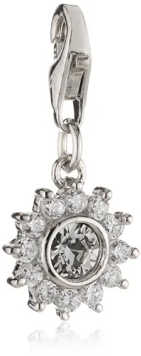 s.Oliver Damen-Charm 925 Sterling Silber Blume Zirkonia Synth. Länge ca. 10 mm 419413