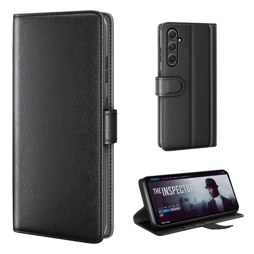ECHT LEDER Handy Hülle für Samsung Galaxy A05s Cover Case Klapphülle Schwarz Top