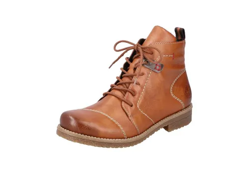 Rieker Damen Schnürstiefeletten 73501 - Wanderschuhe mit Kunstleder-Obermaterial, ideal für den Übergang, bequem mit flachem Absatz und praktischen Reißverschluss für einfaches An- und Ausziehen.