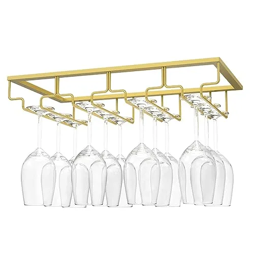 Produktbild Nuovoware Schrankeinsatz Weinglashalter, Gläserhalter Becherhalter Qualität Eisen Getränkehalter mit 4 Reihige Halterung für Familie Restaurant Hotel bar - Nano Gold