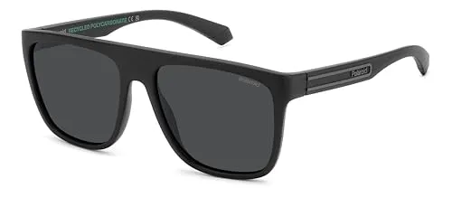 Polaroid 207373 Herren-Sonnenbrille - Sportbrillen mit vollrandigem, eckigem Design aus robustem Kunststoff in Schwarz und grauen Gläsern, ideal für stilbewusste Männer.