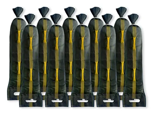 PREMIUM 10 Stück Sandsäcke zum befüllen, geeignet für Hochwasserschutz 25x100cm mit Zugband, Tragegriff und 2x Tragelaschen, Silosandsäcke, Silosack, Sandsack mit UV-stabilem Monofilgewebe