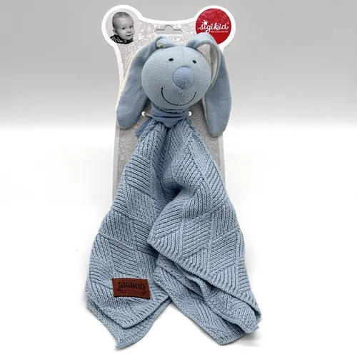 Sigikid Strick-Schnuffeltuch Hase blau - Kuscheliger Begleiter für Babys - Schmusetücher mit süßem Hasenmotiv, ideal zum Kuscheln und Spielen für die Kleinsten.