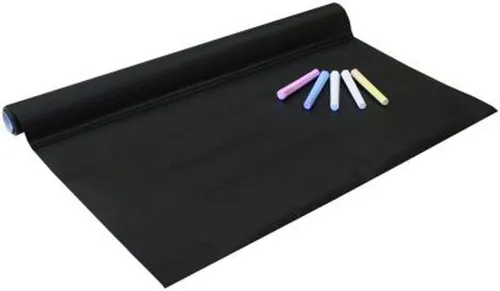 Idena Tafelfolie inkl. 4 Kreiden sortiert selbstklebend schwarz 45x200cm