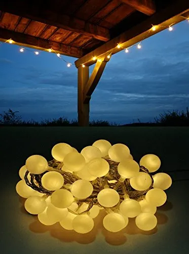 Coen Bakker LED Lichterkette Bunt oder Warmweiß Partylichterkette LEDs stabile Kugeln IP44, Farbe:Warmweiß, Länge:10 m