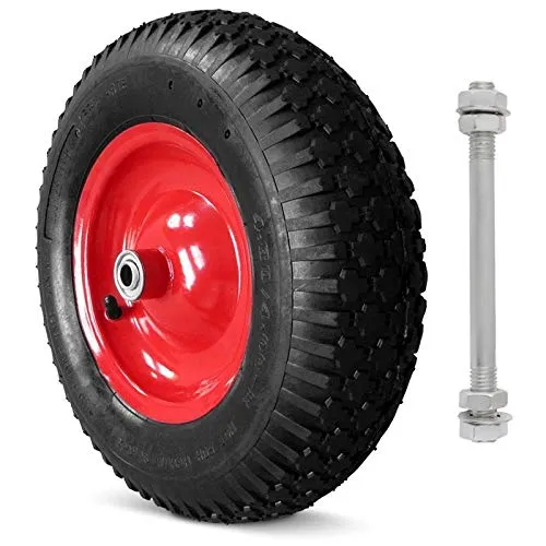 rg-vertrieb Schubkarrenrad Rad Räder Ersatzrad Luftrad Felge rot 4.80/4.00-8 2PR mit Achse
