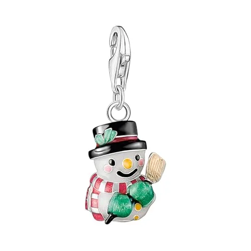 THOMAS SABO Damen Schneemann-Charm Silber - Clasp Charms für Damen aus recyceltem 925 Silber, stilvoller Charm-Anhänger für vielfältige Kombinationsmöglichkeiten und ein perfektes Geschenk zu besonderen Anlässen.