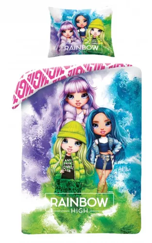 Halantex Bettwäsche-Set Rainbow High Jade Skyler Violet, wendbarer Bettbezug 140 x 200 cm und Kissenbezug 70 x 90 cm, Mehrfarbig, 100% Baumwolle