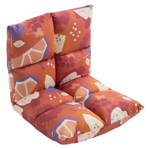 howa Kindersessel colorful red - 2 in 1 Kinderliege - Verstellbarer Bodensessel und Liege für Kinder, ideal zum Sitzen, Lesen und Entspannen. Hochwertiger Baumwollstoff in bunten Farben sorgt für Gemütlichkeit im Kinderzimmer.