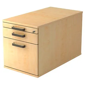 Rollcontainer Solid VTC20 SG-Griff ahorn - Büroschränke mit Teleskop-Metall-Kugelführungen, ideal für effiziente und platzsparende Aufbewahrung im Büro.