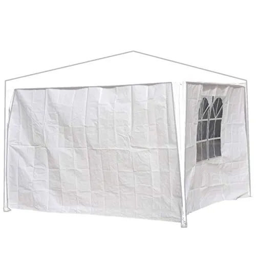 Seitenwände Pavillon 3x2m weiß PE 2Stück 1xDoppelfenster Gartenzelt Seitenteile