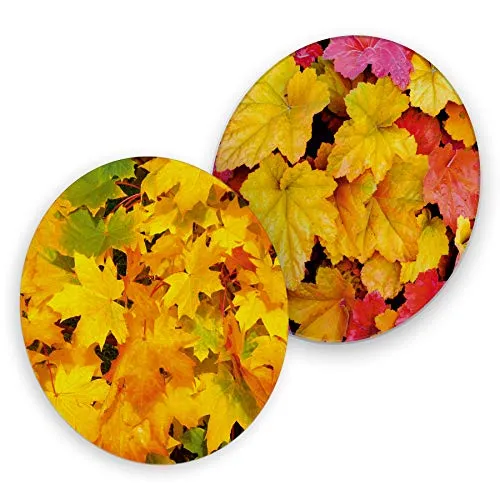 itenga 40x Bierdeckel Untersetzer aus Pappe I Herbstblätter I Gelb Rot I rund, Ø 10,7 cm I ideal als Untersetzer bei Anlässen und Festlichkeiten