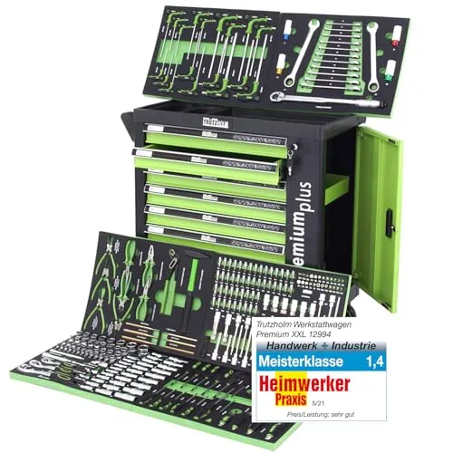 TRUTZHOLM Werkstattwagen 254 tlg. auf Rollen - Werkstattwagen mit 254 tlg. Werkzeugset, ideal für Profis und Hobby-Handwerker. Robuster pulverbeschichteter Stahl und praktische Rollen für einfachen Transport.