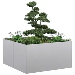 vidaXL Pflanzkübel 80x80x40 cm aus verzinktem Stahl - Hochbeet aus robustem, korrosionsbeständigem Stahl für langlebige Nutzung. Ideal für Gärten und Terrassen mit offenem Bodendesign für gesundes Pflanzenwachstum.