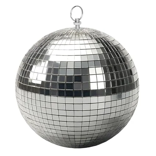 Discokugel mit Haken zum Aufhängen - Größe wählbar - Spiegelkugel mit Echtglas Facetten in Silber - Party Lichteffekt Hängekugel Mirrorball Disco Kugel (15 cm)