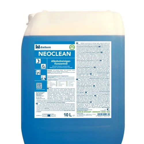 Dreiturm Neoclean 10 L Alkohol-Reiniger - Alkoholreiniger für alle wasserbeständigen Oberflächen, bietet eine schnelle und streifenfreie Reinigung und schont dabei Geldbeutel und Umwelt.