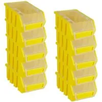 PROREGAL SuperSparSet 10x Sichtlagerbox 2 mit Deckel HxBxT 7,5 x 11,6 x 16,1 cm Polypropylen Gelb