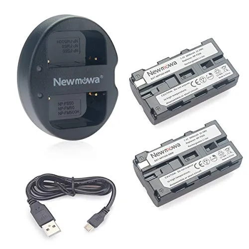 Newmowa Ersatz Akku NP-F550 (2er Pack) und Tragbar USB Ladegerät Kit für Sony NP-F530 NP-F550 NP-F570 CCD-SC55 TR516 TR716 TR818 TR910 TR917