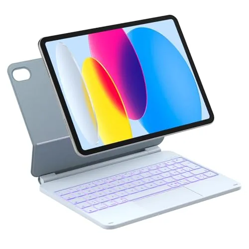 Inateck NeoMagic Magnetische Tastatur Hülle für iPad 10. Generation und 11 Zoll - iPad-Tastatur mit Touchpad und freitragendem Ständer, ideal für mobiles Arbeiten mit 7-farbiger Hintergrundbeleuchtung und langer Akkulaufzeit.
