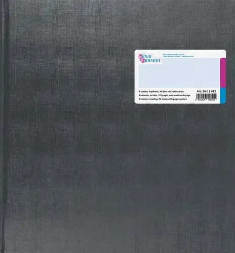 König & Ebhardt Geschäftsbuch 8611082 - Geschäftsbücher mit 8 Spalten und 32 Zeilen, fadenheftung für Langlebigkeit und Robustheit, ideal für präzise Buchführung.