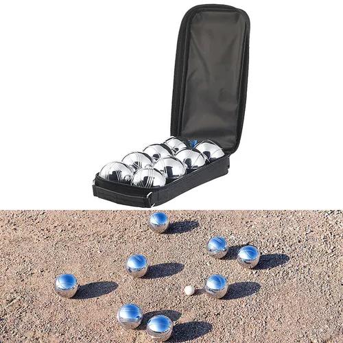 Produktbild PEARL Boulekugeln: 8 Metall- und 1 Holz-Kugel für ein perfektes Boule- und Boccia-Spiel