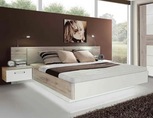 FORTE Schlafzimmer-Set Rondino, Bett + 2 Nachttische + LED in weiß von Forte