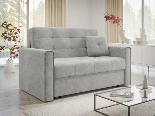 MIRJAN24 Schlafsofa Viva Lux II - Stilvolles Zweisitzer Sofa mit Schlaffunktion - Komfortables Schlafsofa in Grau, ideal für kleine Räume. Mit Schlaffunktion und praktischem Bettkasten für zusätzlichen Stauraum. Perfekt für entspannte Nächte!