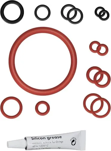 O-Ringe + 6g Diamant Silikonfett Type2, Wartungssatz Dichtungen O-Ring für Supportventil Auslaufventil Auslaufstutzen passend für Philips Saeco Spidem Gaggia 15 x