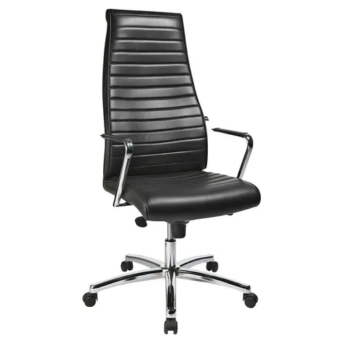 Topstar Chefsessel Chairman X, 9089R A80 Leder schwarz - Bürostuhl mit echtem Lederbezug, edlem chromgestell und hoher Strapazierfähigkeit von 35.000 Knickungen für komfortables Sitzen während langer Bürozeiten.